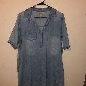 Light wash jean tunic dress